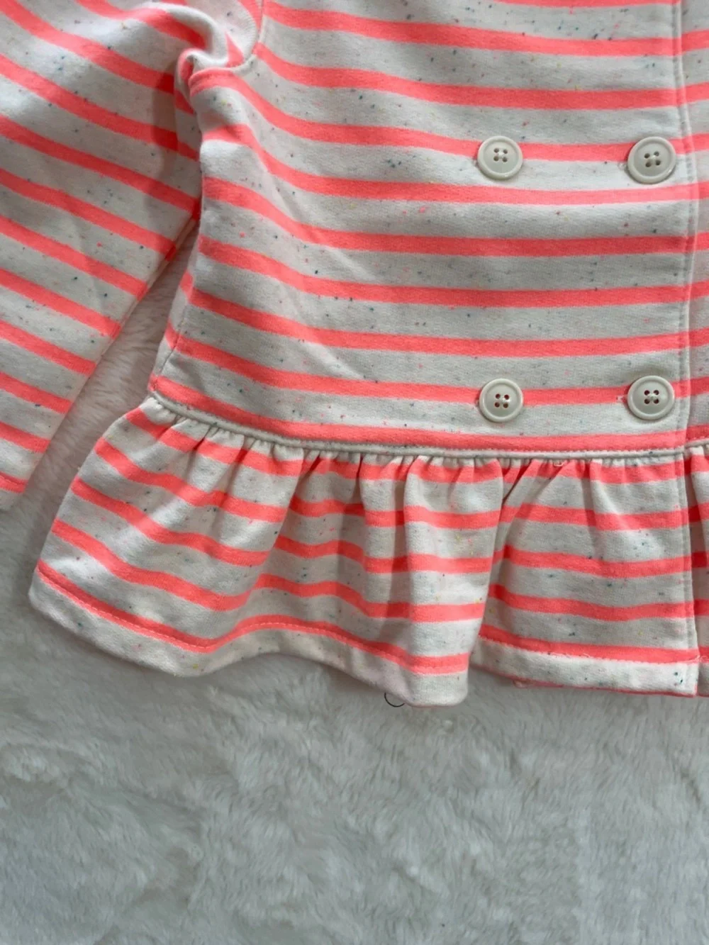 SALE! NWT GAP Baby Ivory and Neon Coral Striped Peplum Jacket Size 18-24 Mo